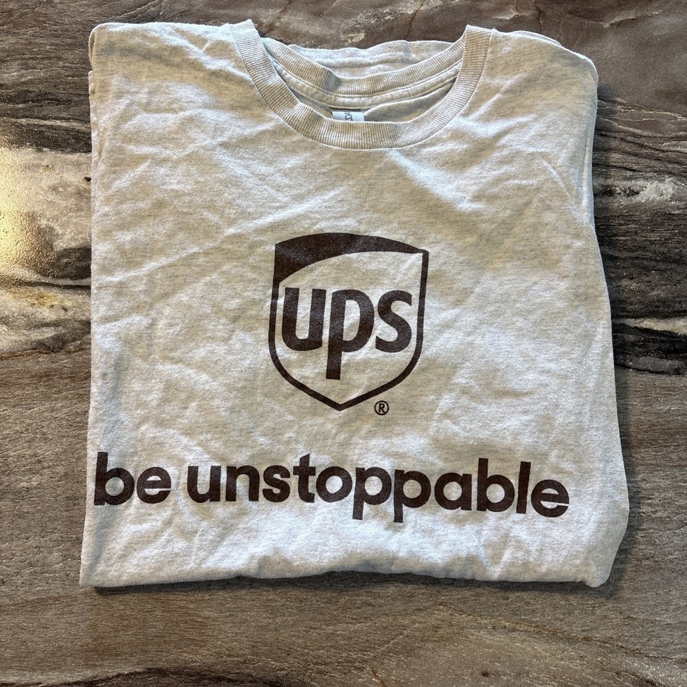 UPS T Shirt Be Unstoppable Light Heather Gray Unisex Size Medium Short Sleeve